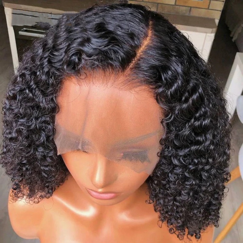 밥 킨키 컬리 합성 자연 블랙 롱 레이스 프론트 가발 For Black Women Babyhair Glueless Preplucked Daily Cosplay Wig